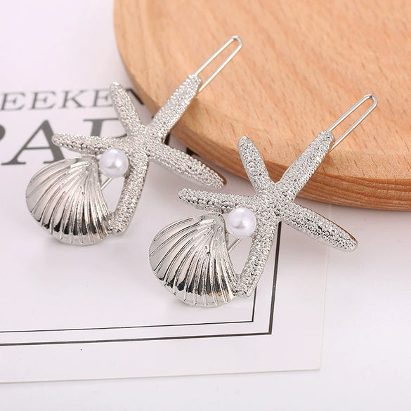 Wholesale Women's Alloy Hair Accessories With Starfish Shell Bear Bow Tie Geometric Patterns And Electroplating
