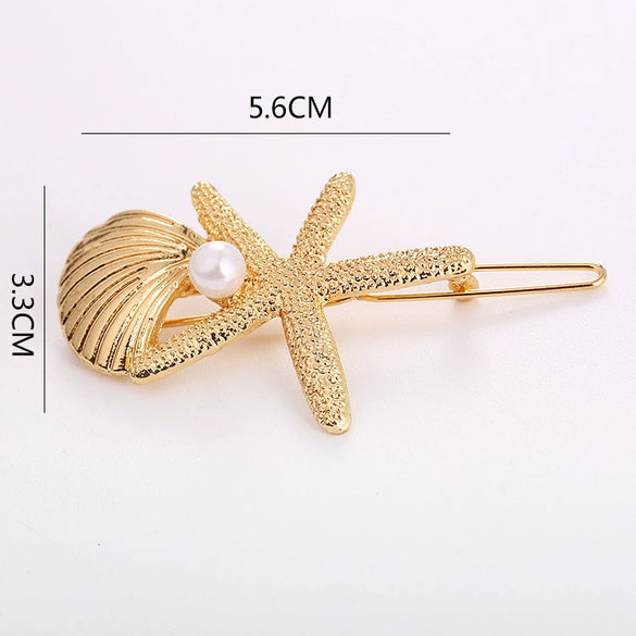 Wholesale Women's Alloy Hair Accessories With Starfish Shell Bear Bow Tie Geometric Patterns And Electroplating