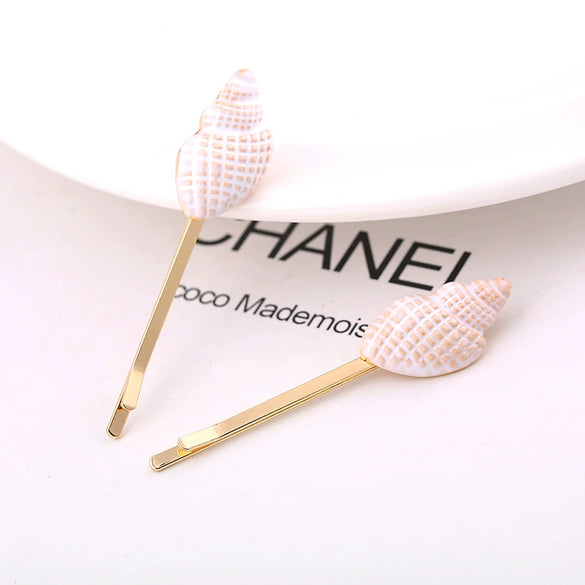Wholesale Women's Alloy Hair Clip With Starfish Conch Cherry Flower Design Electroplated