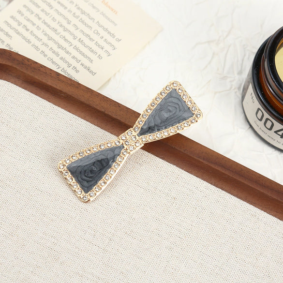 Wholesale Women's Alloy Hairpin Set With Diamonds In Bow Shape Simple And Fashionable