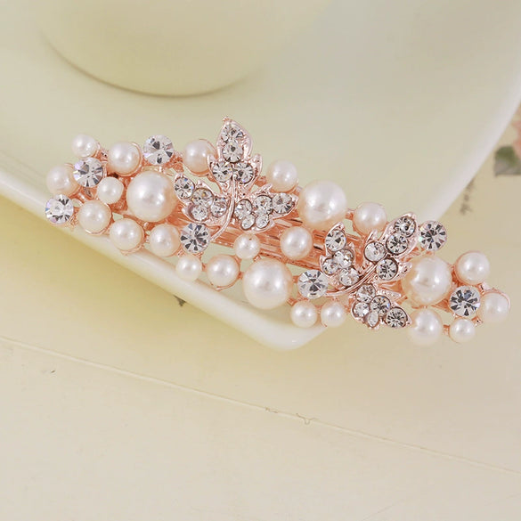 Wholesale Women's Alloy Hairpin With Butterfly Rhinestone And Pearl Design Nickelfree Plating And Diamond Treatment