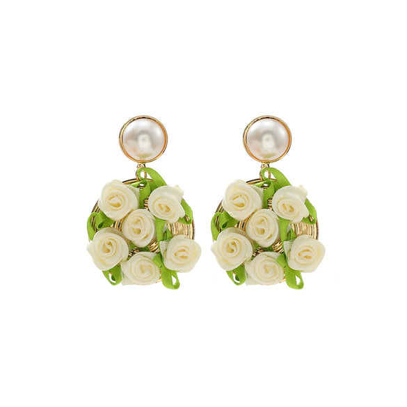 Wholesale Women's Alloy Hand Knitted Flower Shaped Earrings Light Luxury Style