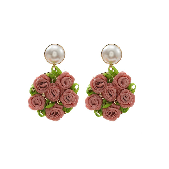 Wholesale Women's Alloy Hand Knitted Flower Shaped Earrings Light Luxury Style