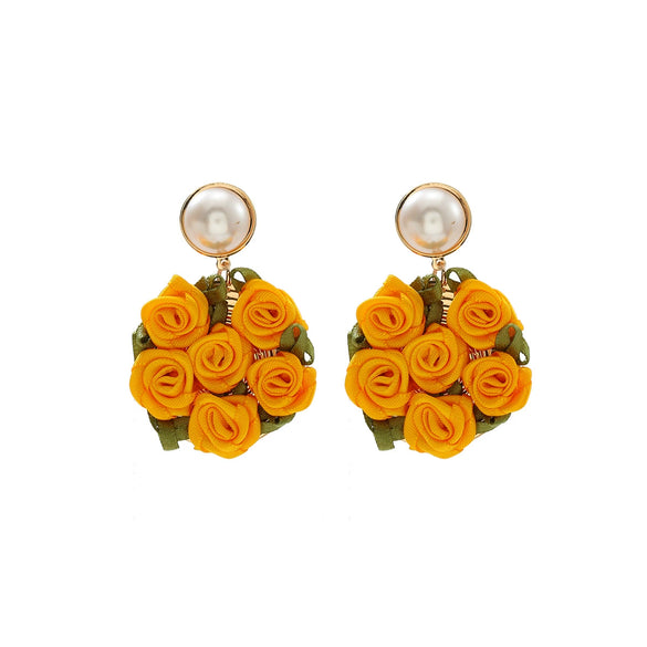 Wholesale Women's Alloy Hand Knitted Flower Shaped Earrings Light Luxury Style