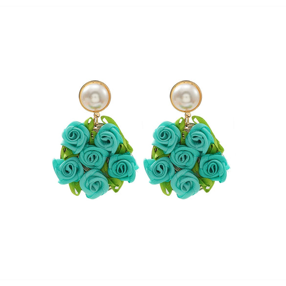 Wholesale Women's Alloy Hand Knitted Flower Shaped Earrings Light Luxury Style