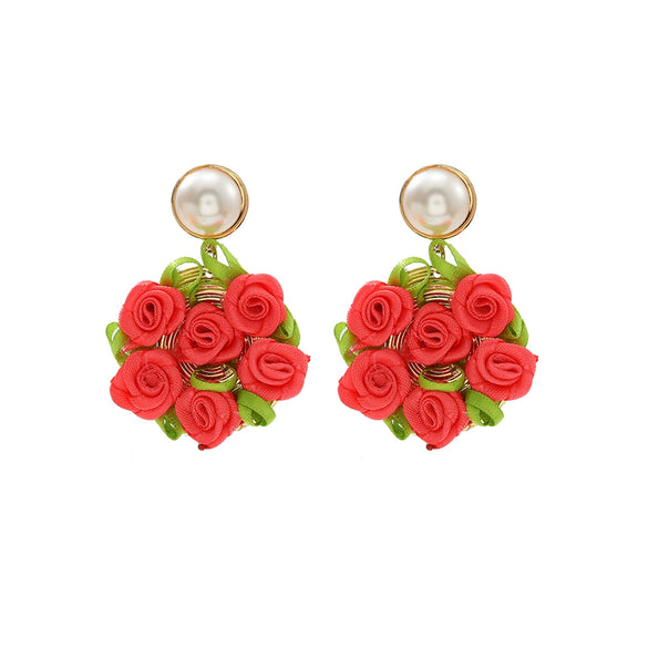 Wholesale Women's Alloy Hand Knitted Flower Shaped Earrings Light Luxury Style