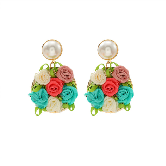Wholesale Women's Alloy Hand Knitted Flower Shaped Earrings Light Luxury Style
