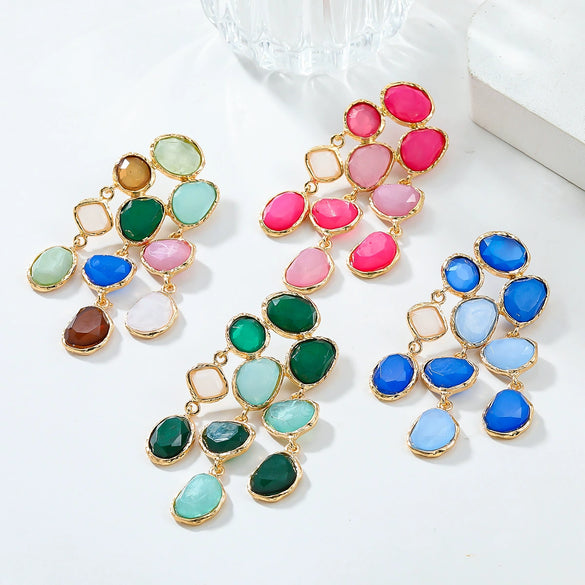 Wholesale Women's Alloy Handmade Geometric Diamond Earrings In Bohemian Retro Style