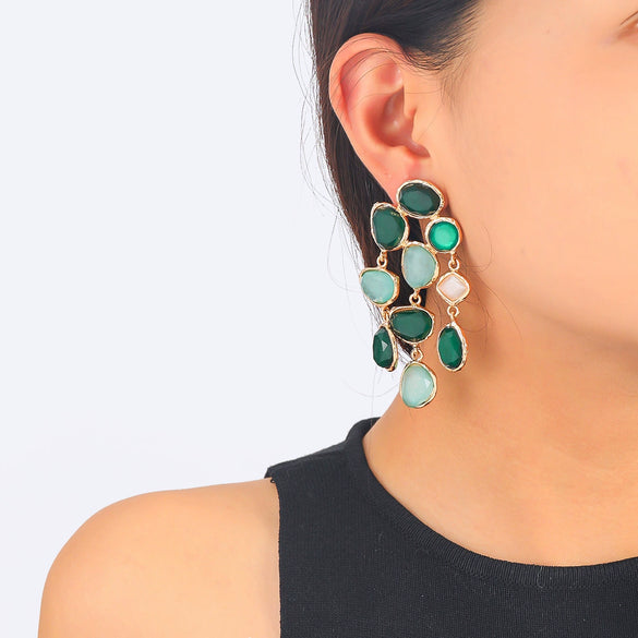 Wholesale Women's Alloy Handmade Geometric Diamond Earrings In Bohemian Retro Style