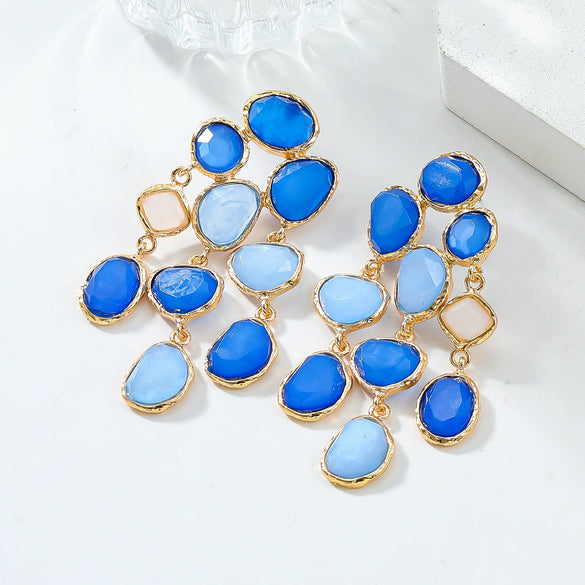 Wholesale Women's Alloy Handmade Geometric Diamond Earrings In Bohemian Retro Style