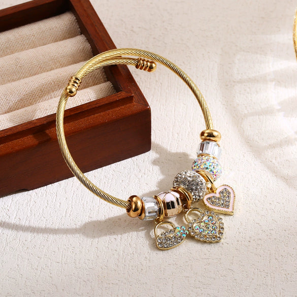 Wholesale Women's Alloy Heart Shape Diamond Bracelet