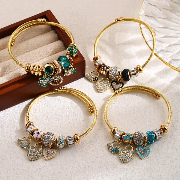 Wholesale Women's Alloy Heart Shape Diamond Bracelet