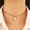 Wholesale Women's Alloy Heart Shape Pendant O Chain Necklace With Electroplating Treatment Korean Fashion Simple Love Style