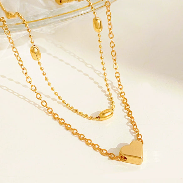 Wholesale Women's Alloy Heartshaped Doublelayer Love Anklet