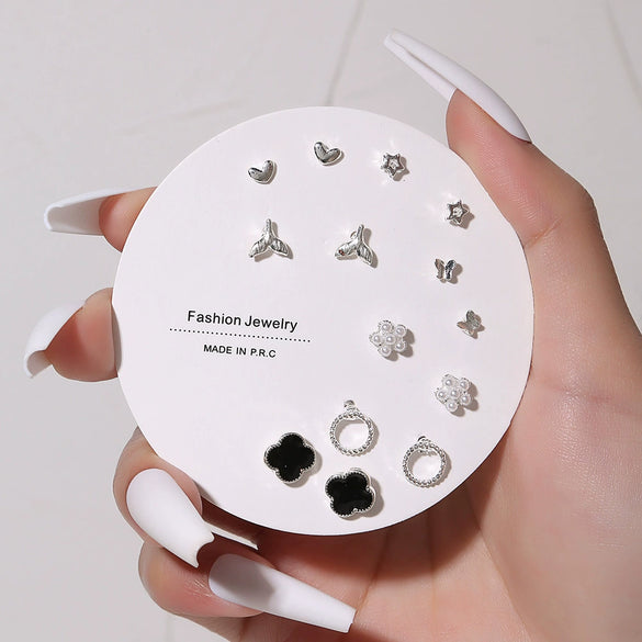 Wholesale Women's Alloy Heartshaped Electroplated Earring Set