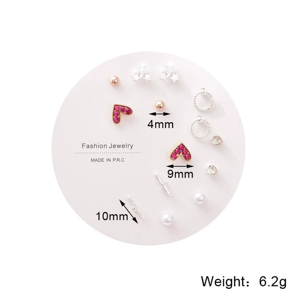 Wholesale Women's Alloy Heartshaped Electroplated Earring Set
