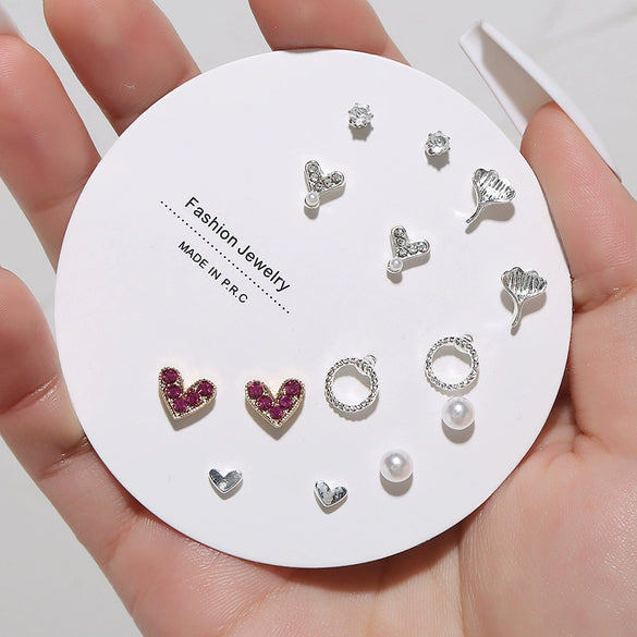 Wholesale Women's Alloy Heartshaped Electroplated Earring Set