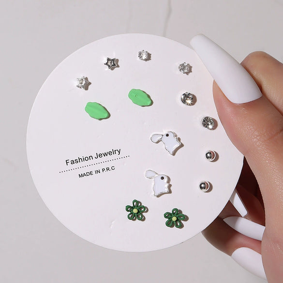 Wholesale Women's Alloy Heartshaped Electroplated Earring Set