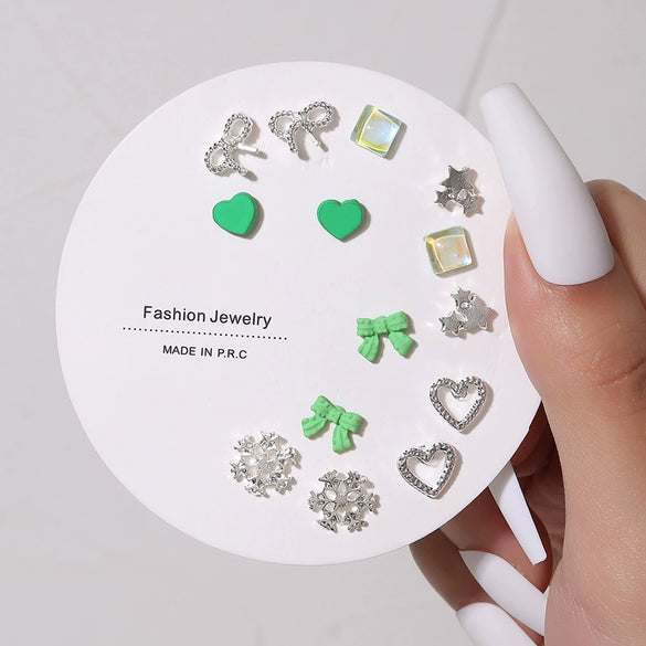 Wholesale Women's Alloy Heartshaped Electroplated Earring Set