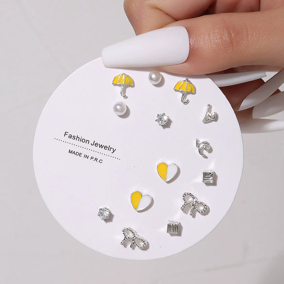 Wholesale Women's Alloy Heartshaped Electroplated Earring Set