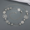 Wholesale Women's Alloy Hollow Metal Flower Waist Chain With Electroplating Treatment
