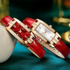 Wholesale Women's Alloy Imitation Leather Square Fashion Vintage Watch With Printed Logo