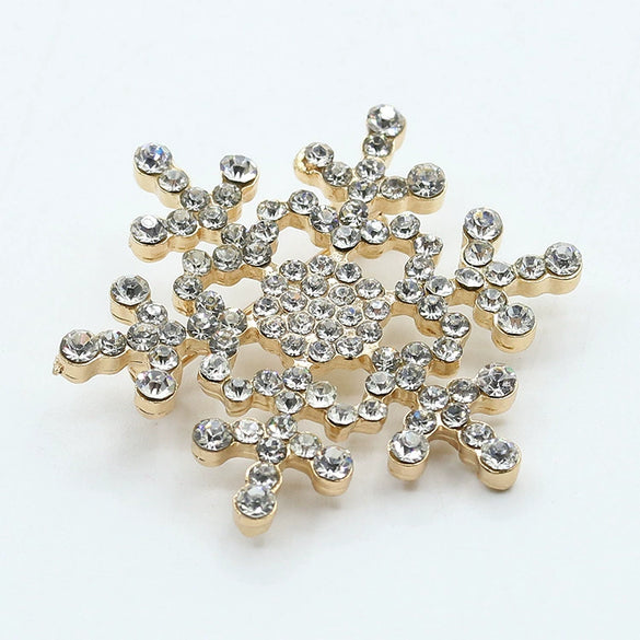 Wholesale Women's Alloy Jewelry Geometric Christmas Snowflake Rhinestone Diamond Brooch Electroplated