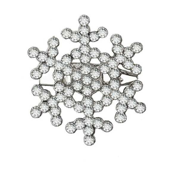 Wholesale Women's Alloy Jewelry Geometric Christmas Snowflake Rhinestone Diamond Brooch Electroplated