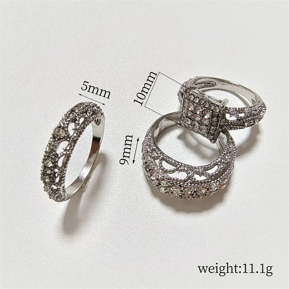 Wholesale Women's Alloy Jewelry Ring Set With Geometric Pattern And Gold Inlaid