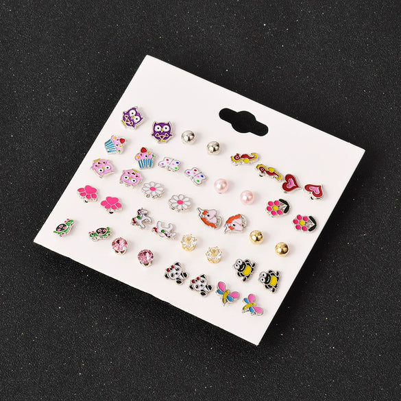 Wholesale Women's Alloy Jewelry Set With Dripping Oil Design And Animal Zodiac Pattern