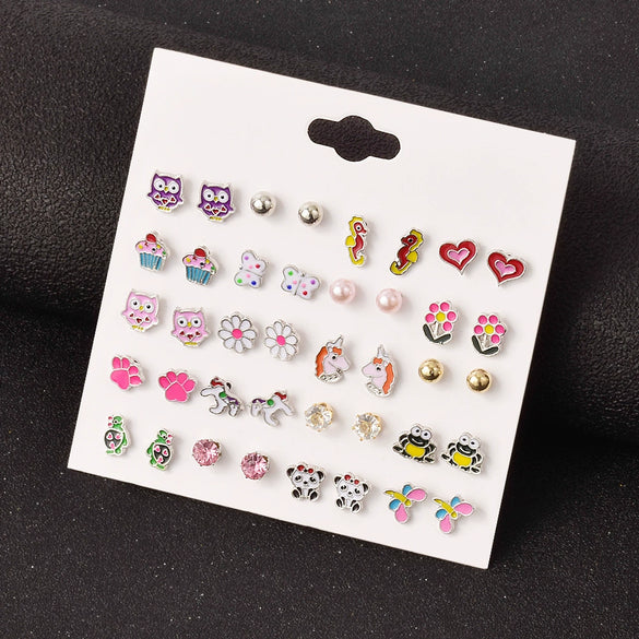 Wholesale Women's Alloy Jewelry Set With Dripping Oil Design And Animal Zodiac Pattern