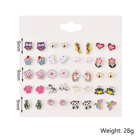 Wholesale Women's Alloy Jewelry Set With Dripping Oil Design And Animal Zodiac Pattern