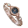 Wholesale Women's Alloy Leisure Watch With Colorful Gemstones And Round Dial And Gold Horseshoe Buckle