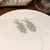 Wholesale Women's Alloy Light Luxury Retro Niche Personality Electroplated Zircon Wheat Tassel And Pearl Earrings With Leaf Pattern