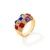 Wholesale Women's Alloy Magic Color Inlaid Rhinestone Geometric Design Diamond Ring