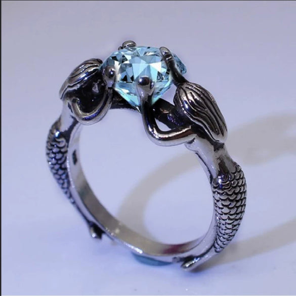 Wholesale Women's Alloy Mermaid Pearl Topaz Ring With Electroplating