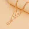 Wholesale Women's Alloy Metal Round Bead Exaggerated Eight Mans Star Multilayer Stacked Clavicle Chain Necklace Electroplated With Geometric Design