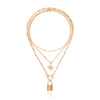 Wholesale Women's Alloy Metal Round Bead Exaggerated Eight Mans Star Multilayer Stacked Clavicle Chain Necklace Electroplated With Geometric Design