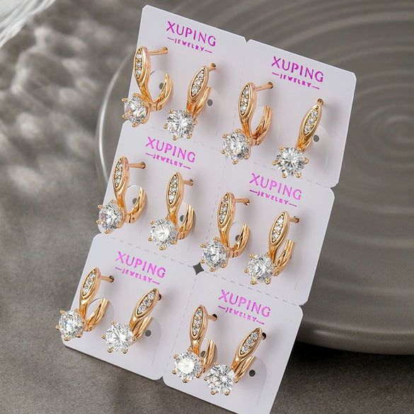 Wholesale Women's Alloy Micropaved Zircon Geometric Earrings With Electroplating Design