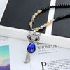 Wholesale Women's Alloy Necklace With Goldplated Artificial Gemstones And Semiprecious Stones Drop Shape Pendant For Autumn And Winter Electroplated Design