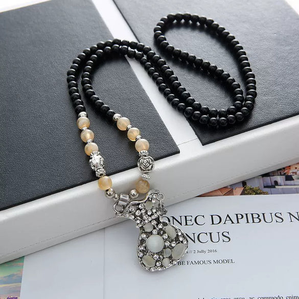 Wholesale Women's Alloy Necklace With Goldplated Artificial Gemstones And Semiprecious Stones Drop Shape Pendant For Autumn And Winter Electroplated Design