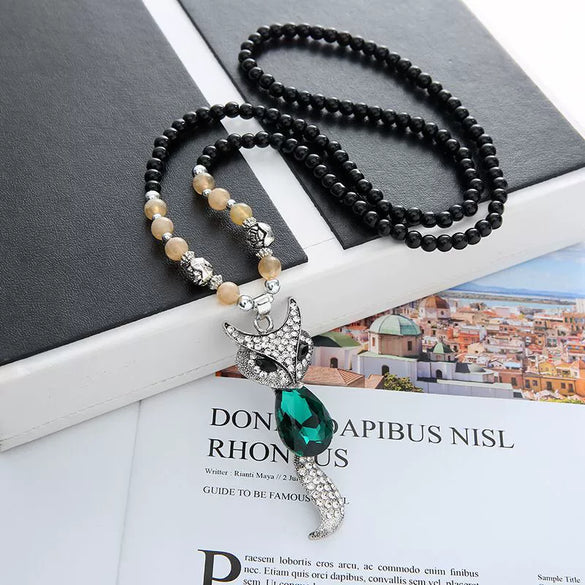 Wholesale Women's Alloy Necklace With Goldplated Artificial Gemstones And Semiprecious Stones Drop Shape Pendant For Autumn And Winter Electroplated Design