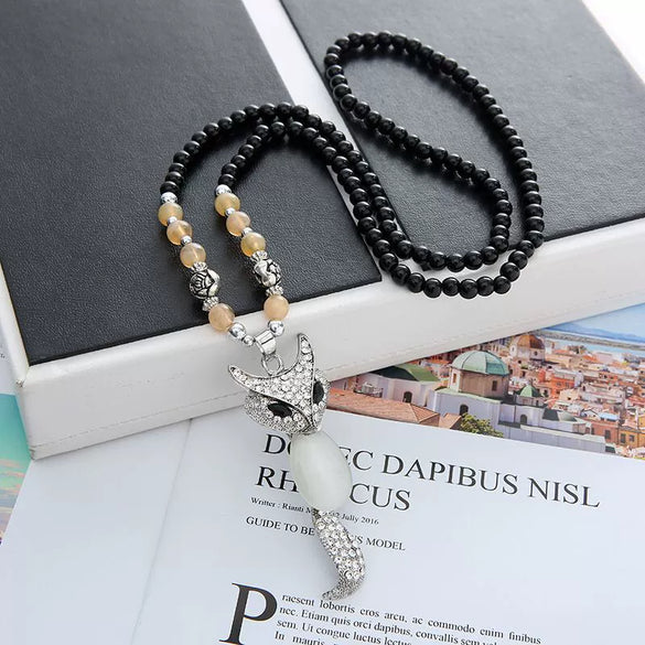 Wholesale Women's Alloy Necklace With Goldplated Artificial Gemstones And Semiprecious Stones Drop Shape Pendant For Autumn And Winter Electroplated Design