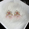 Wholesale Women's Alloy Needle Square Zircon Pearl Tassel Earrings With Real Gold Electroplated And Geometric Style