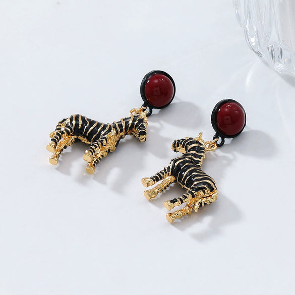 Wholesale Women's Alloy Oil Drop Animal Zodiac Pendant Earrings Fashion Retro Style