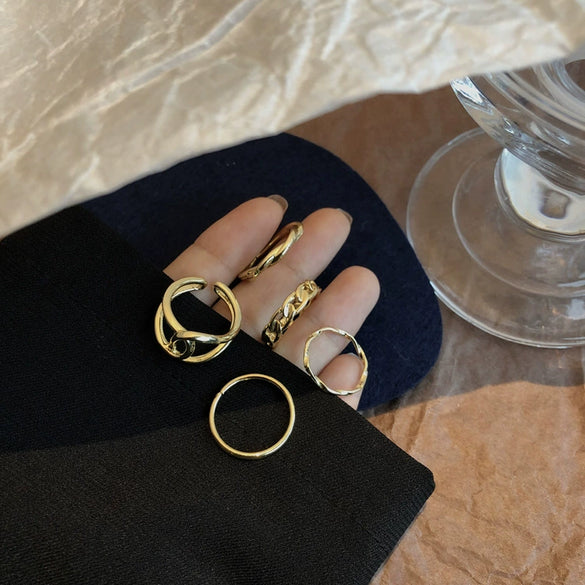 Wholesale Women's Alloy Open Ring Set With Geometric Design And Electroplating Treatment