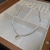 Wholesale Women's Alloy Pearl Geometric Irregular Chain Necklace With Electroplating Treatment