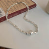 Wholesale Women's Alloy Pearl Geometric Irregular Chain Necklace With Electroplating Treatment