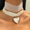 Wholesale Women's Alloy Pearl Necklace With Heart Shape And Electroplating Design
