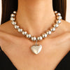 Wholesale Women's Alloy Pearl Necklace With Heart Shape And Electroplating Design